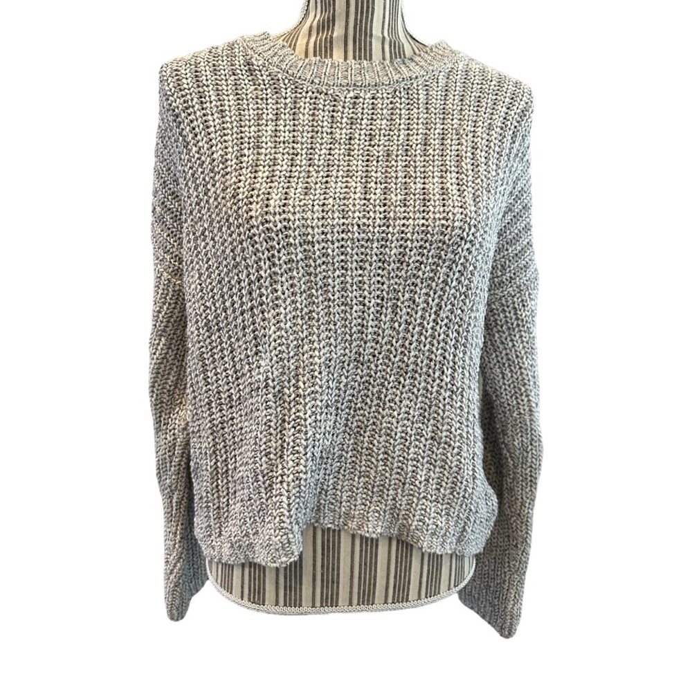 Gray Chunky Knit Crew Neck Sweater medium
